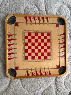Vintage Wooden Carrom Game Board Style 106 Double Sided Square Game
