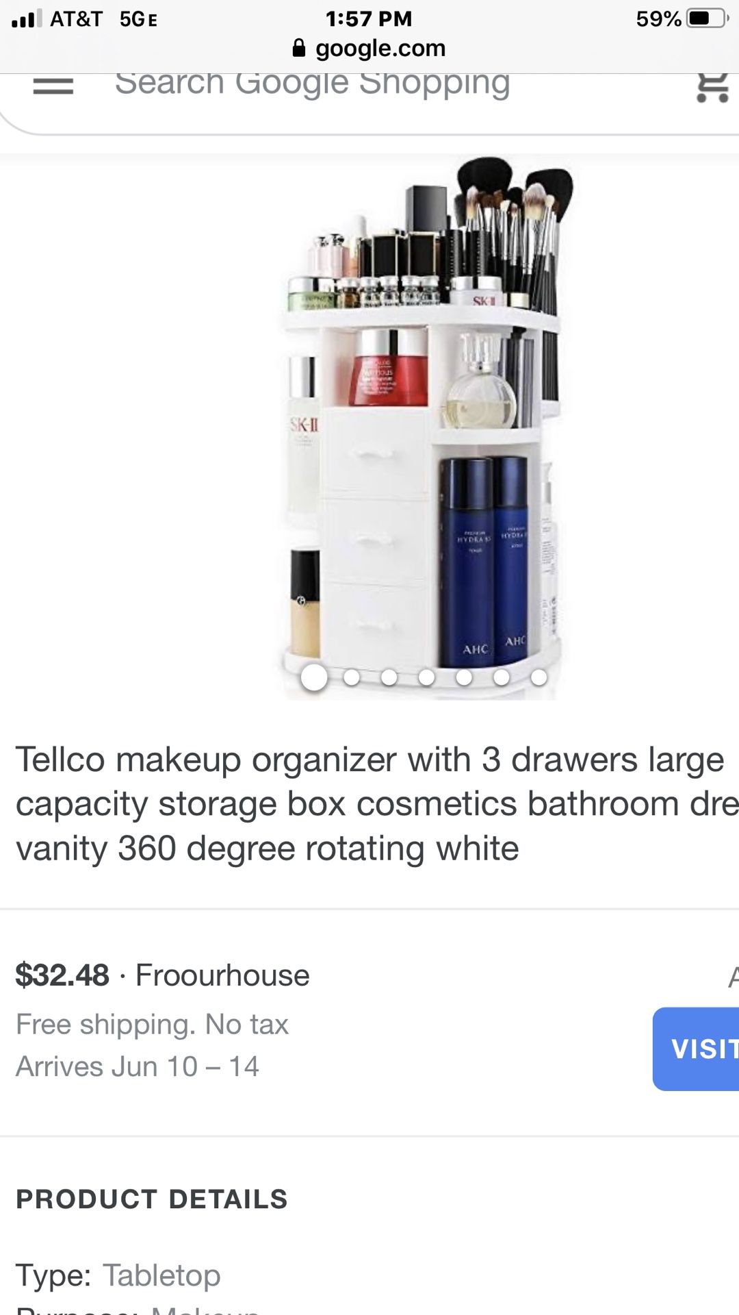 TELLCO 360 Degree Rotating Makeup Organizer