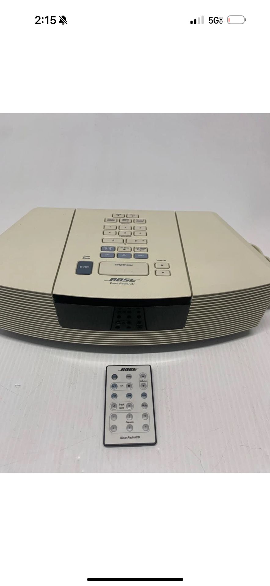 Bose Wave CD Player AM/FM Radio Alarm Clock Platinum White AWRC1P Works/Tested
