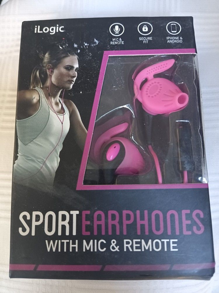 A,Ilogic Sport Earphones with Mic & Remote (Magenta)