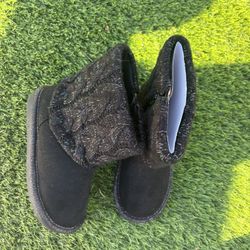 Jumping Beans Black Toddler Boots Size 11 Sparkly Knit Cufft 