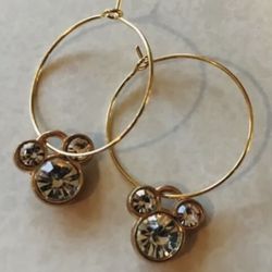 Gold crystal Mickey Mouse Disney Hoop minimalist charm earrings