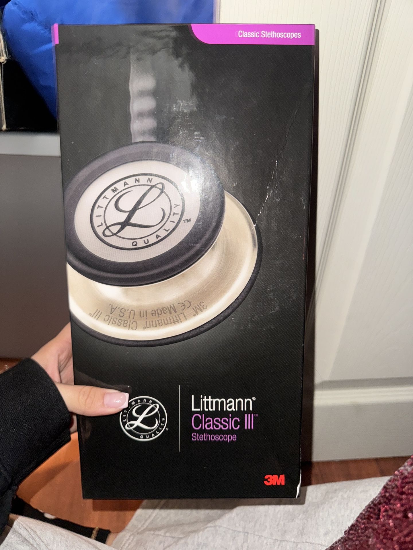 3M Littmann Classic III Monitoring Stethoscope, 5870, More Than 2X as Loud, Weighs Less, Stainless Steel Rainbow-Finish Chestpiece, 27" Black Tube, St