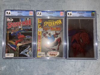 BUNDLE of SPIDER-MAN SLABS: Web of #118 Amazing Spider-Man #1 MOMOKO FOIL 2025 & ASM #7 (1st Spider-Boy 2023) CGC 7.5, 9.6