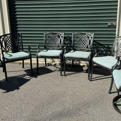 FREE DELIVERY Set of 6 Chairs Black Outdoor Metal Patio 