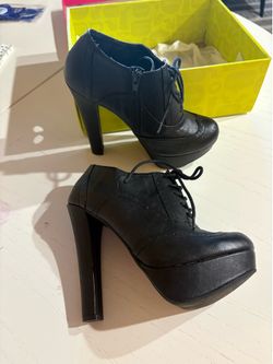 Black leather booties