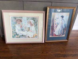 Set of 4 Framed Vintage Art Prints & Oil Paintings (Marten, B. Barber, Loeber, Jorg)