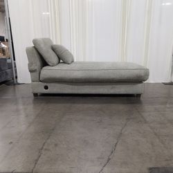 Gray Textured Fabric Chaise Lounge with Pillows