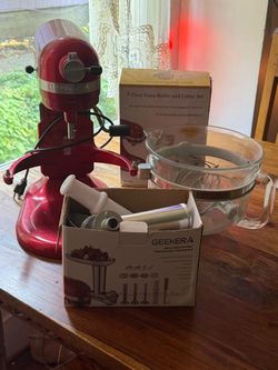 Kitchen aid with pasta and meat grinder attachments