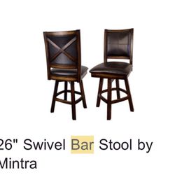 Two 26” Swivel Bar Stools 
