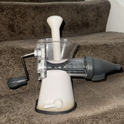 Mueller masticating slow juicer - manual, so is handy for camping trips or when there’s no power source!