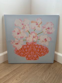 Pink and Blue Floral Canvas Print