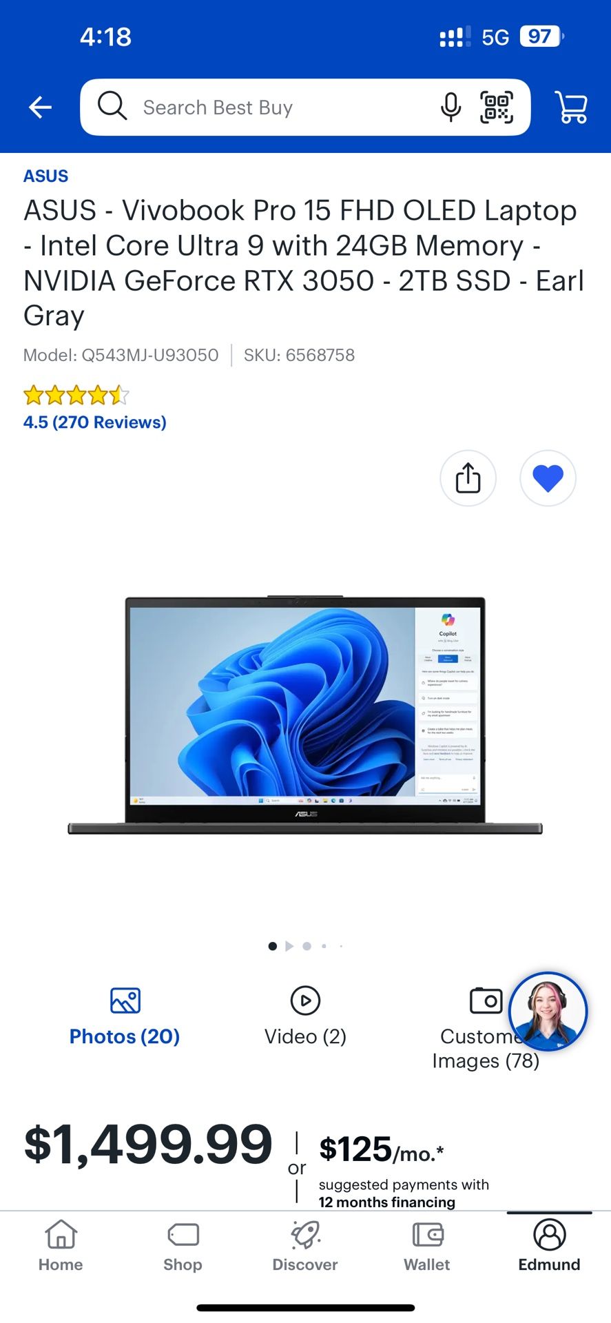 ASUS - Vivobook Pro 15 FHD OLED Laptop - Intel Core Ultra 9 with 24GB Memory - NVIDIA GeForce RTX 3050 - 2TB SSD