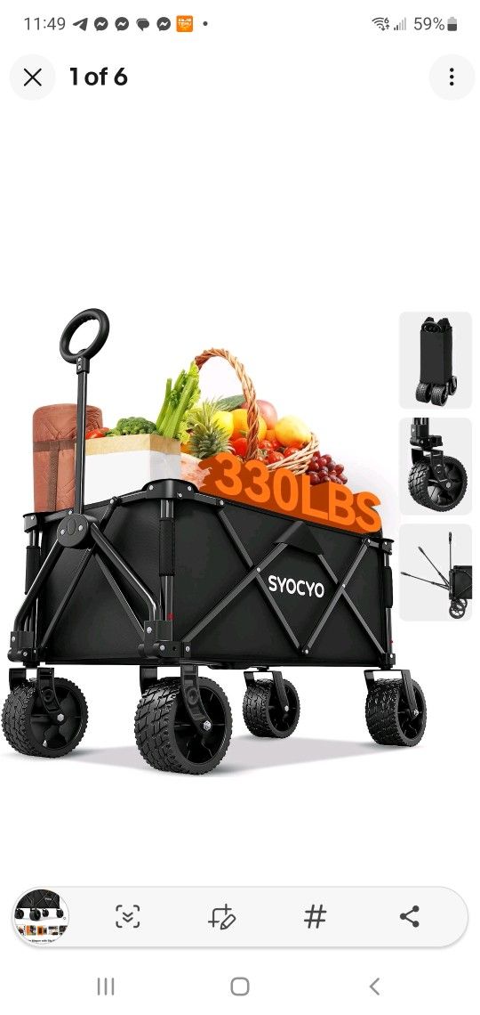 Brand New Collapsible Wagon – Heavy Duty 330lbs, Big All-Terrain Wheels