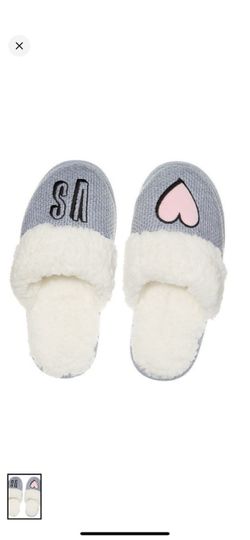 Victoria's Secret Gray and Pink Heart Slippers size 7/8