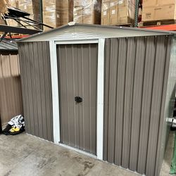 (New in box need assemble) 6’ L x 8’ W x 6.3’ H Metal Storage Shed Outdoor Garden Backyard 6x8 Storage