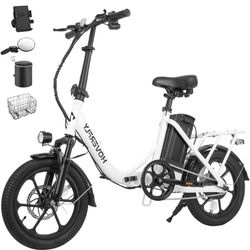 16" Electric Bike, Max 25Miles Range(Pedal-Assist) & Speed 15.5 Mph Power 350W Motor, Folding E-Bike with Removable Battery