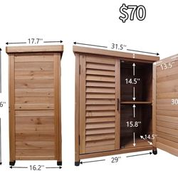 ✌️ Sturdy Hemlock Wood Outdoor Cabinet with Storage and Metal Table Top, 31.5”Wx17.7”Dx36.6''H Coffee Patio Work Station