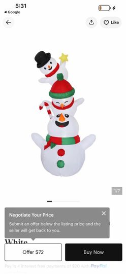 8’ tall Inflatable Christmas Stacked Snowman