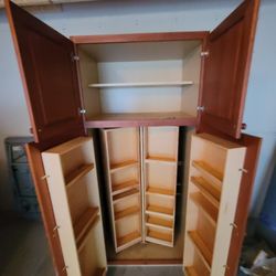 Kitchen Pantry Storage Cabinet with Doors and Shelves, Rotating Racks