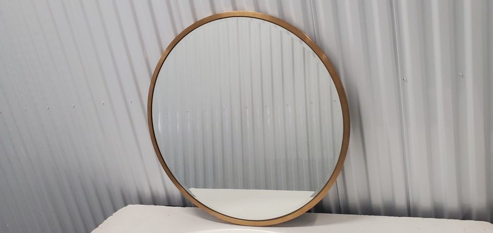 RACHEL Rachel Roy Round Bevelled Mirror 31.5 Inches Gold Frame