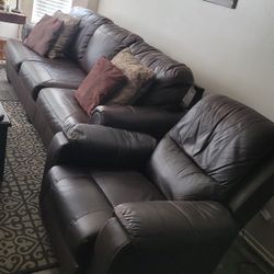 Leather Sofa And Recliner
