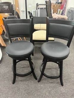 $95 for 2 Newly Assembled 24” Counter Height Swivel Counter Stool, Solid Hardwood Frame Faux Leather