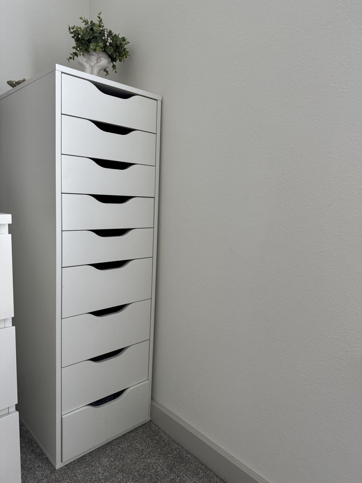 Chest of drawers with 9 drawers, white, 14 1/8 x 45 5/8 "