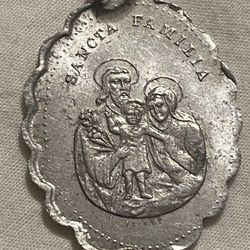 Vintage Catholic Religious Holy Medal - Sancta Trinitas / Sancta Familia