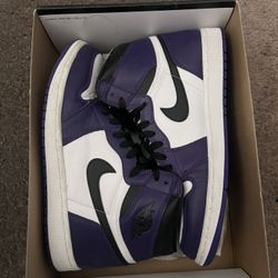 This is a pre-owned pair of Jordan 1 Retro OG High Dark Mocha sneakers in size 12 for men. The shoes feature a high top style with a colorway of Sail/