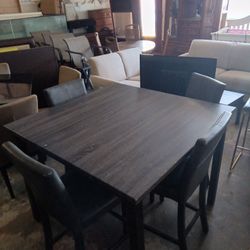 Tall High Table With 4 Chairs 