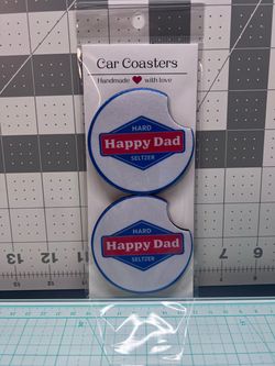 Happy Dad Hard Seltzer Car Coasters Set of 2