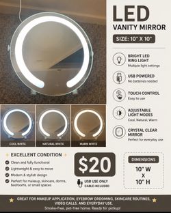 LED Vanity / Makeup Mirror – $20 ✨