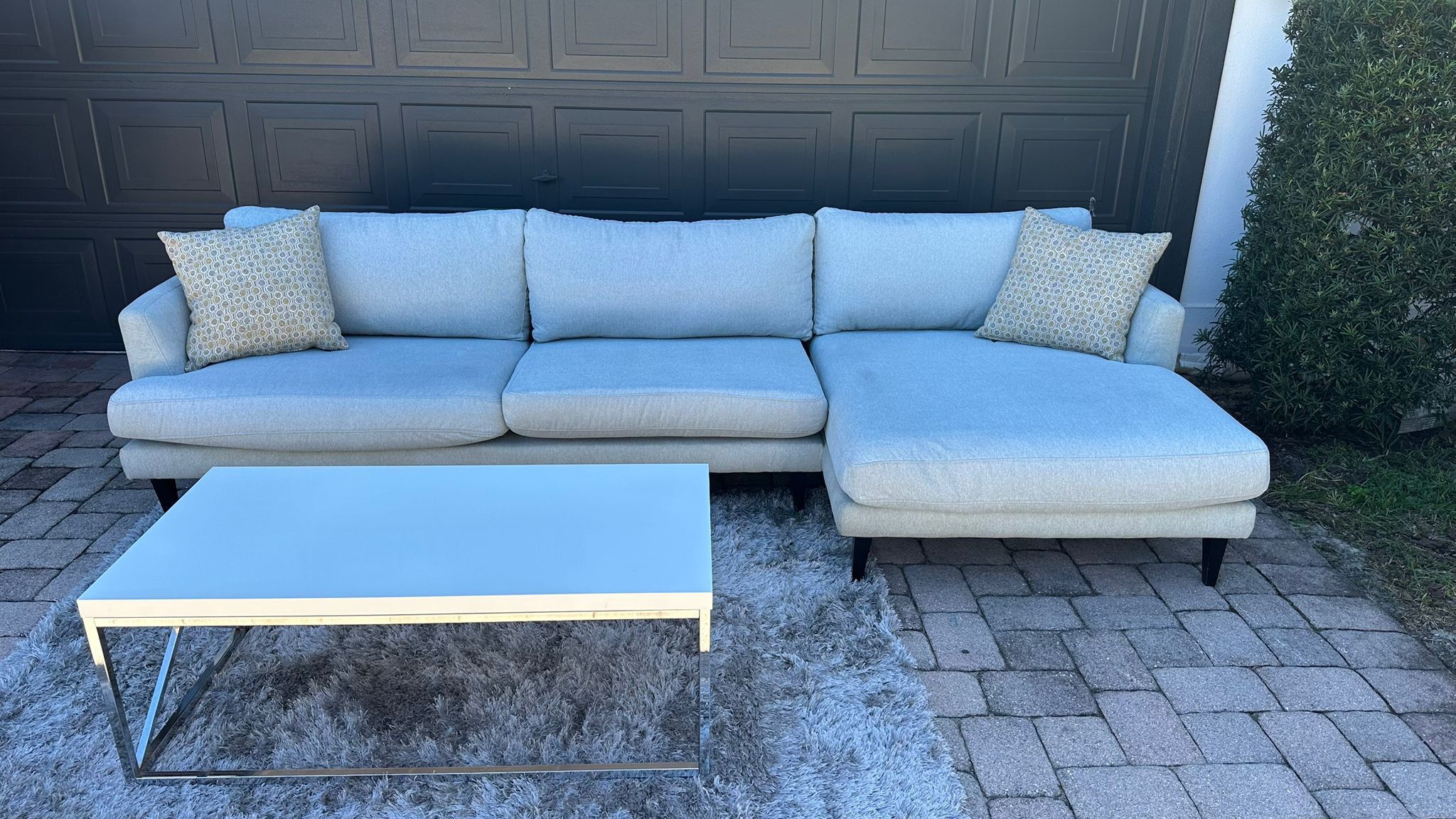 Modern Small Sectional with Table Light Grey (NO RUG OR CUSHIONS) … Delivery Extra