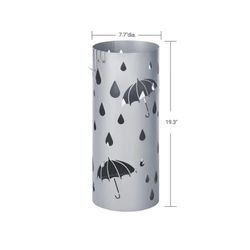 SONGMICS Umbrella Stand Metal Umbrella Holder Entryway with Water Tray