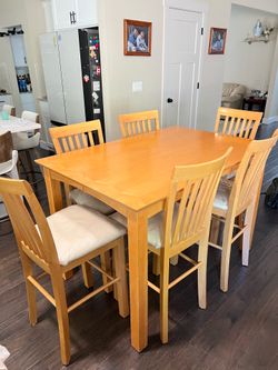 🌟 Counter Height Dining Table Set + 6 Chairs + Extension Leaf 🌟