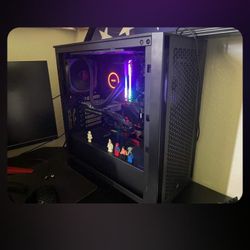 Whole Gaming Setup. Or .Cheap GAMING PC For The Low. 2 Monitors. Headset.  Mic. L shaped Desktop. Keyboard And Mouse