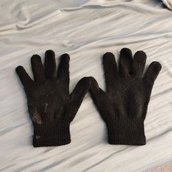 Black Knit Gloves 