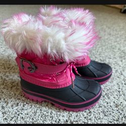 Girls Pink White Black Snow Boots 9 9c