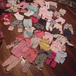 Baby Girl Clothes Newborn Up To 6 Months .64 Items Total