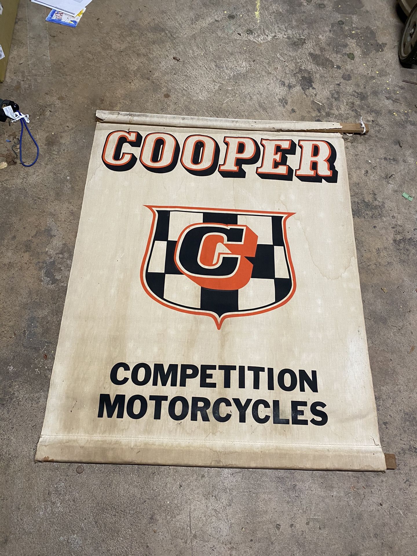 Vintage Cooper Competition Motorcycles cloth banner