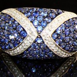 Brilliant 2.14 ct Pave' Sapphire & Diamond Ring
