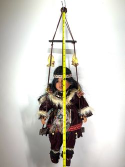 Crouch Collection Limited Edition 1/5000 Native American Doll on Swing 26”