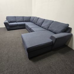 Living Spaces Delano Oyster Foam Blue 3 Piece 169" Sectional Sofa Couch Right Arm Facing Chaise - Can Deliver!