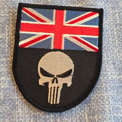 UK Flag Punisher Skull Embroidered Patch