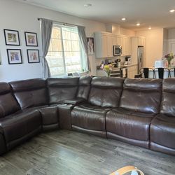Brown Leather Sectional Couch