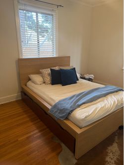 IKEA Full Size Bedframe with Mattress and 2 Drawers