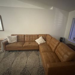 Tan Sectional Sofa – Lightweight, Good Starter Couch