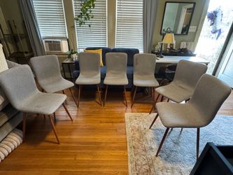 8 Grey Fabric Dining Chairs Metal Legs Modern 25 EACH