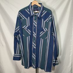 Vintage 9-35 Wrangler Brushpopper Pearl Snap Western Shirt